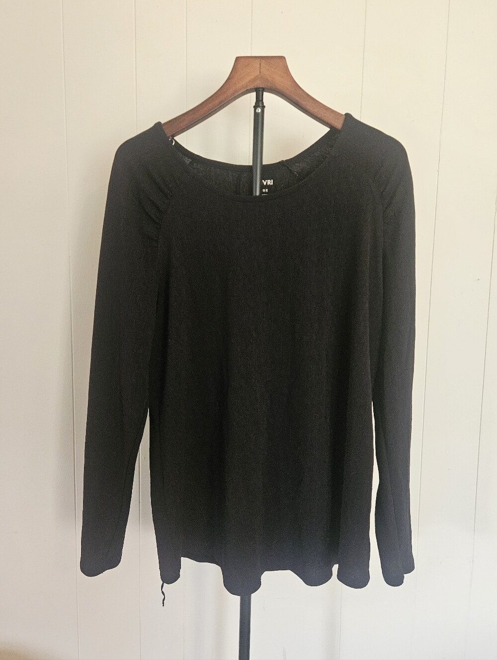 EVRI Black Long Sleeve Crewneck Sheer Top Size 0X